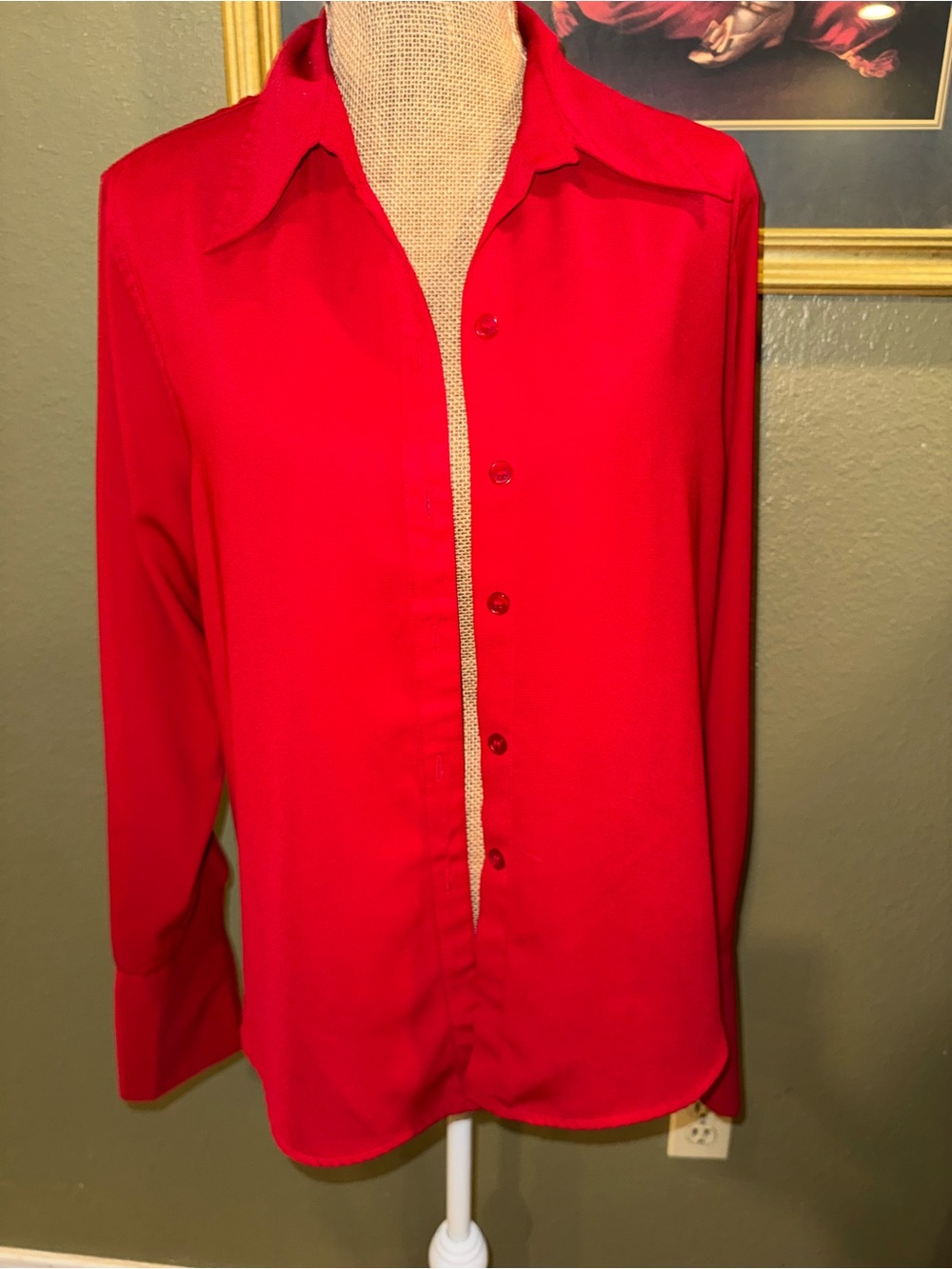 Dress Barn Red Polyester Blouse